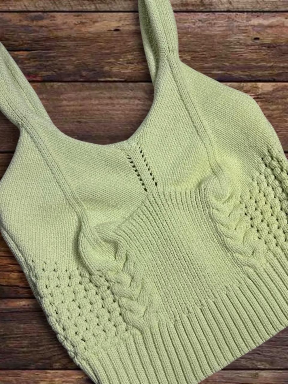 Lush Pistachio Knit Cable-Detail Tank - Picture 2 of 5